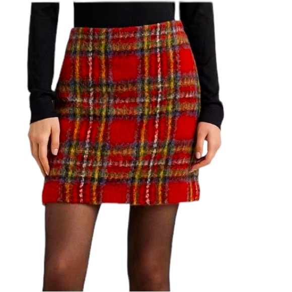 Lauren Ralph Lauren Dresses & Skirts - Lauren Ralph Lauren Plaid Mohair Pencil Miniskirt - Red Green Plaid - Size 10